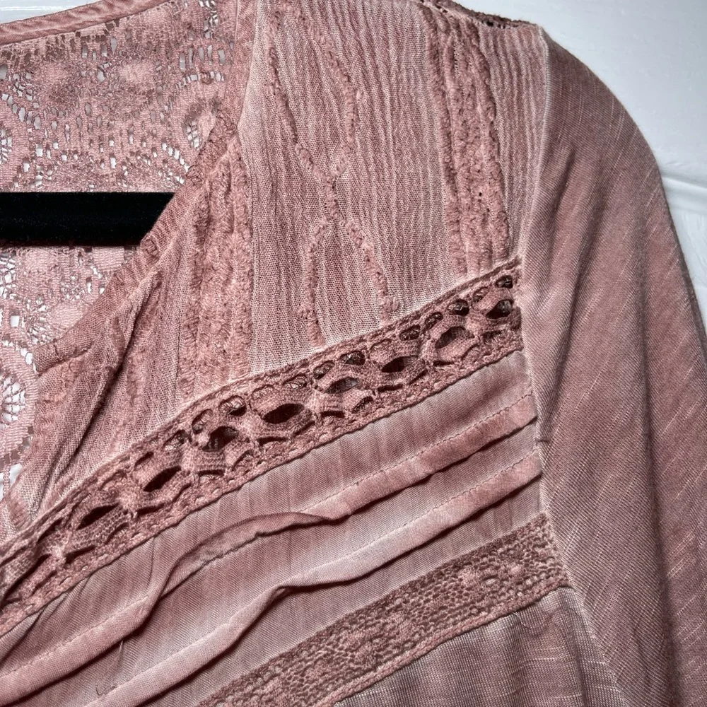 Knox Rose Boho Lace Long Sleeve Blouse Flowy Peasant Top Women’s Size Medium - Picture 5 of 11